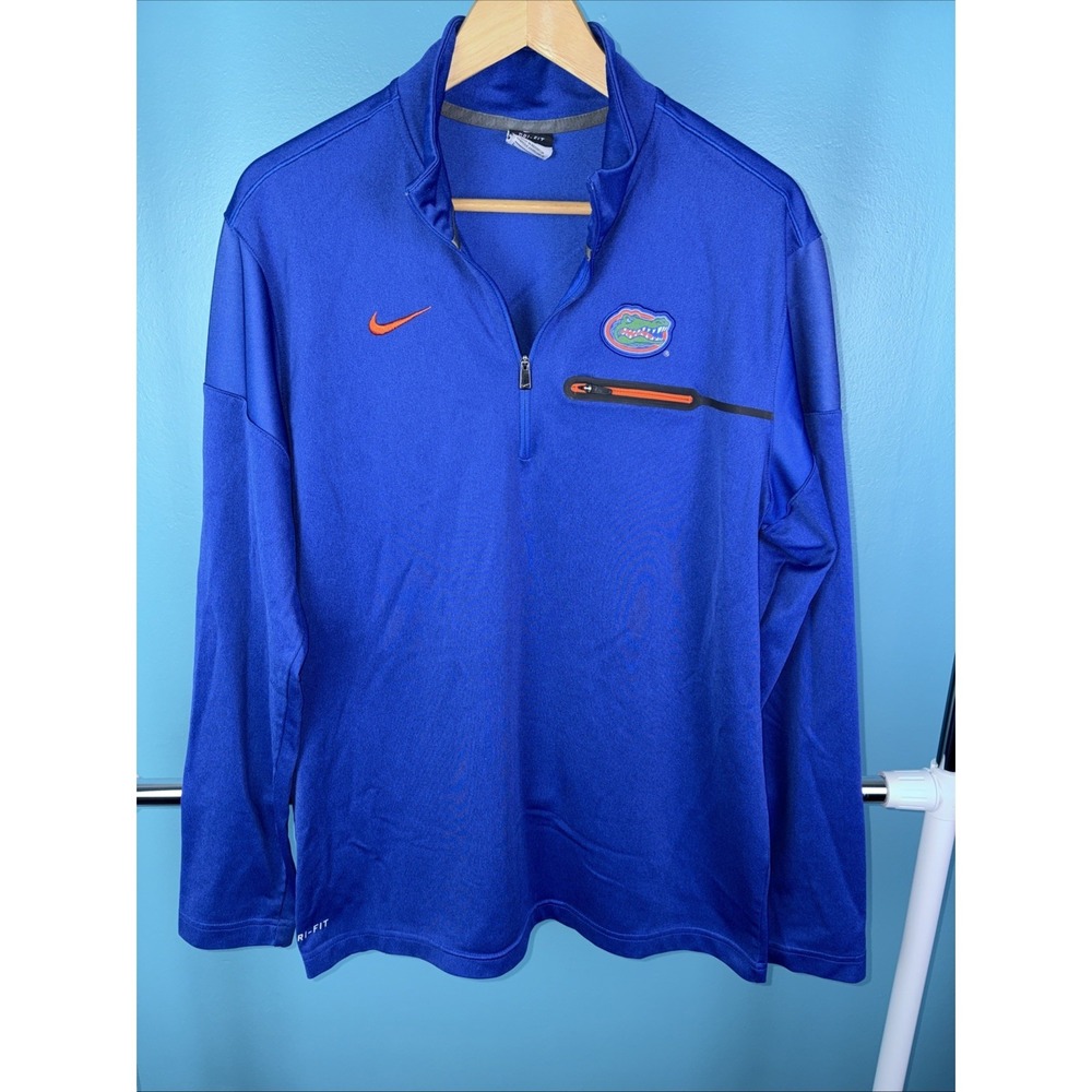 Nike University Of Florida Gators Long Sleeve 1/4 Zip Large Blue Golf Football